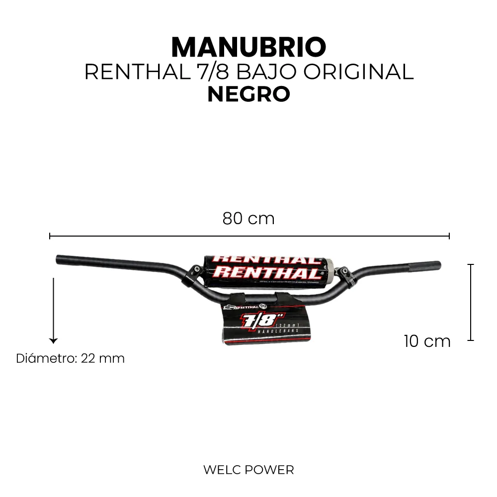 MANUBRIO RENTHAL 7/8 BAJO ORIGINAL NEGRO