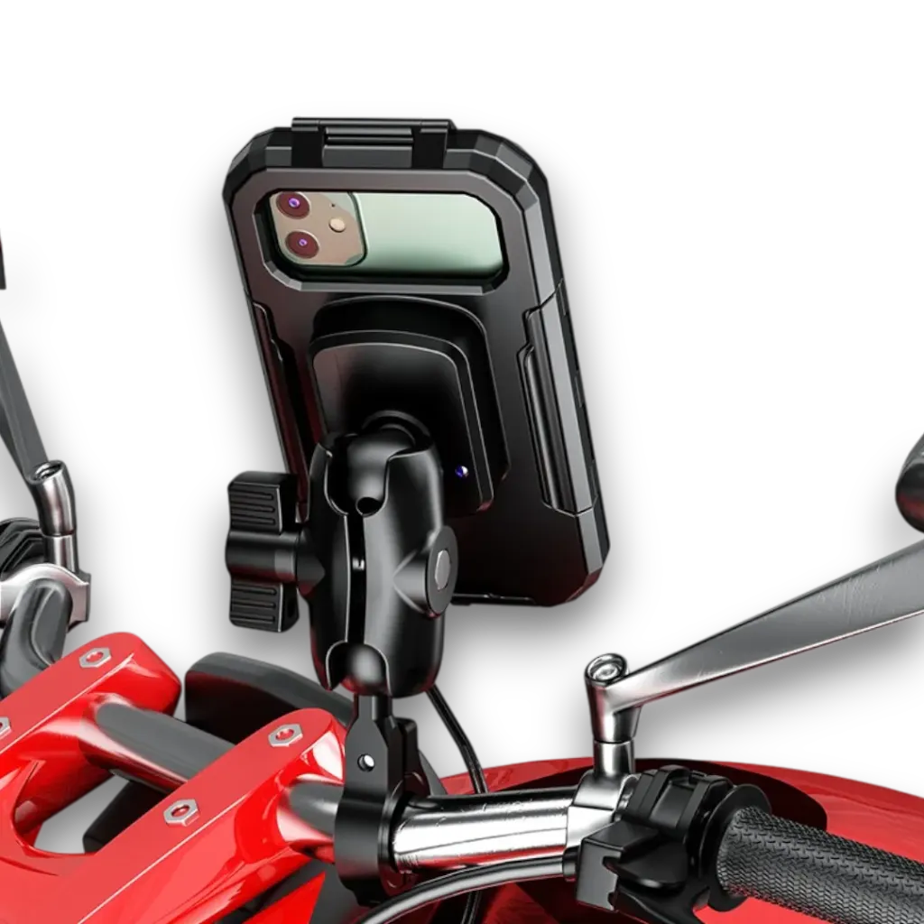 HOLDER - SOPORTE DE CELULAR FULL IMPERMEABLE  CON CARGADOR INÁLAMBRICO