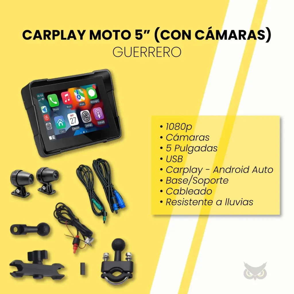 [CM500001] PANTALLA APPLE CARPLAY GUERRERO - ANDROID AUTO ECONOMICA (Con Cámaras)