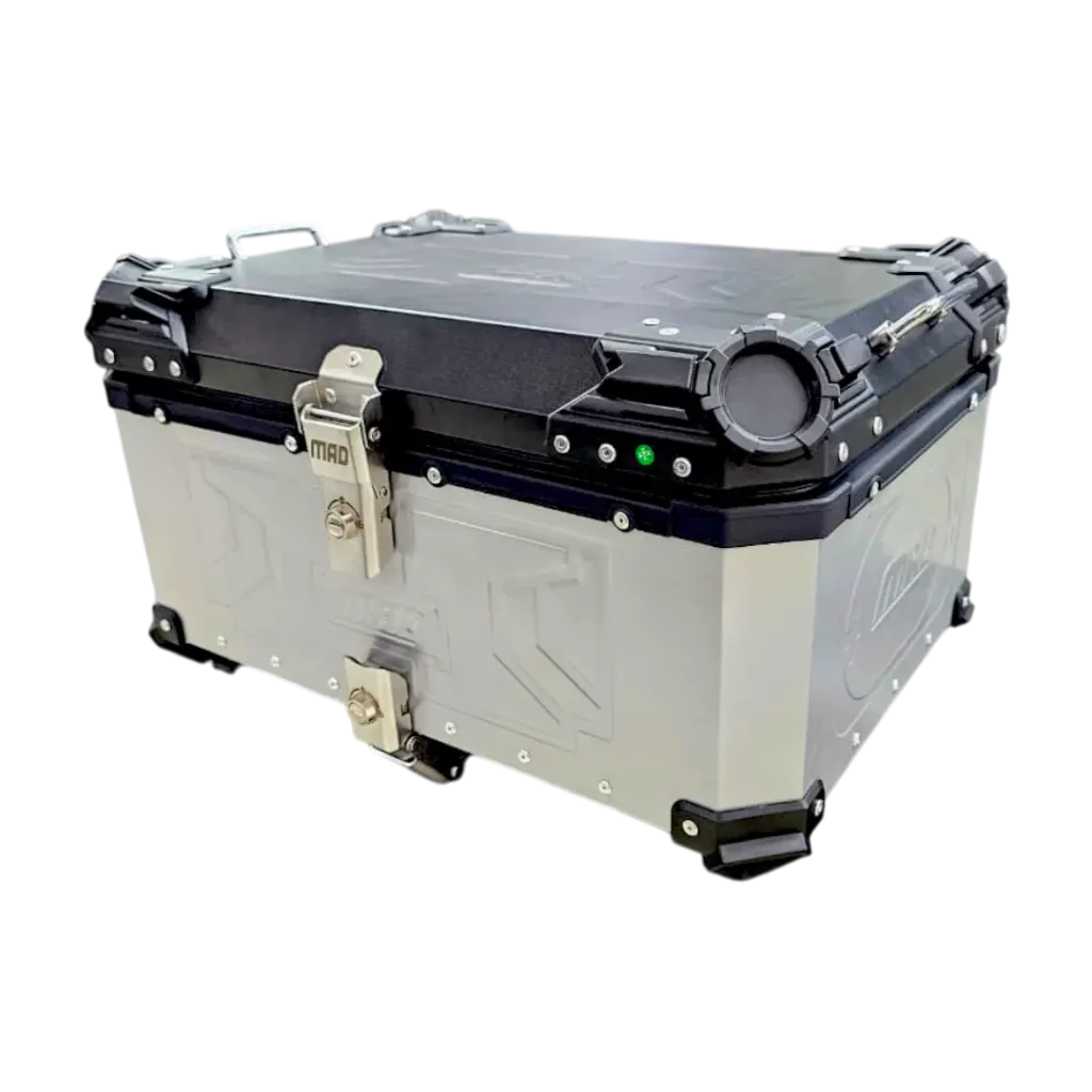 [M65AI-4] MALETERO ALUMINIO IMPORTADO 65L (Gris tapa negra)