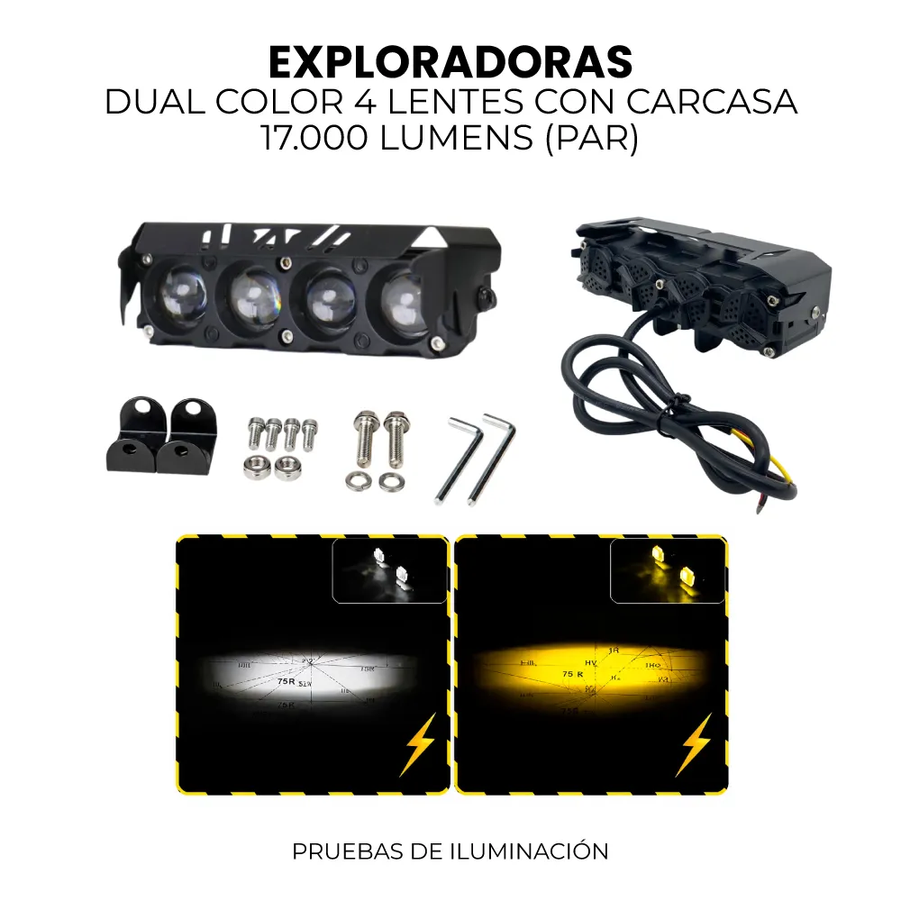 [1253] EXPLORADORAS DUAL COLOR 4 LENTES CON CARCASA PAR