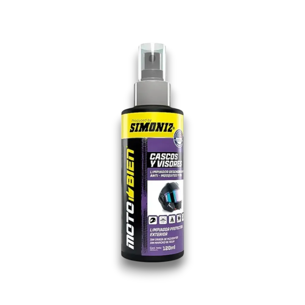 [1658] LIMPIADOR DESENGRASANTE DE CASCOS Y VISORES LIMPIOS SIMONIZ 120 ML
