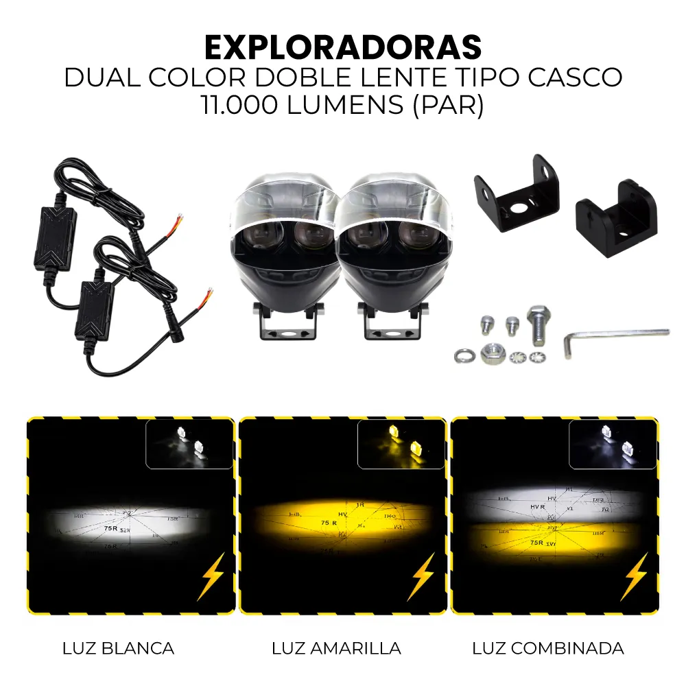 [1679] PAR EXPLORADORAS DUAL COLOR DOBLE LENTE TIPO CASCO