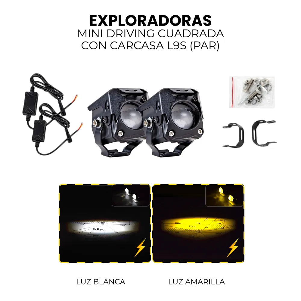 [173] EXPLORADORA MINI DRIVING CUADRADA CON CARCASA PAR L9S