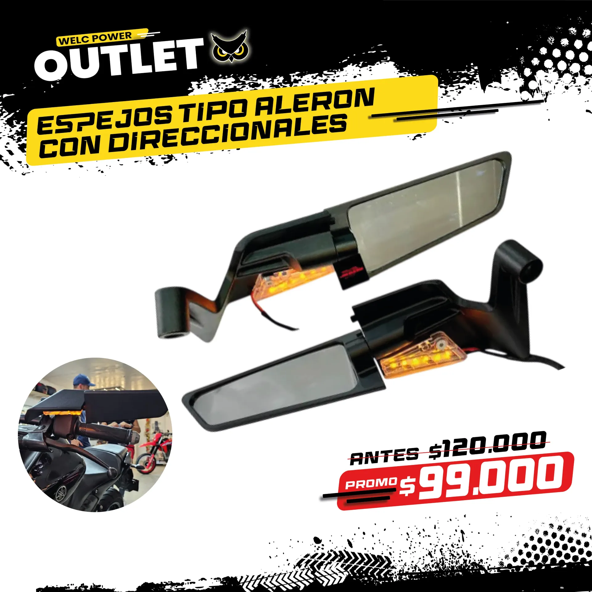 ESPEJOS TIPO ALERÓN CON DIRECCIONALES