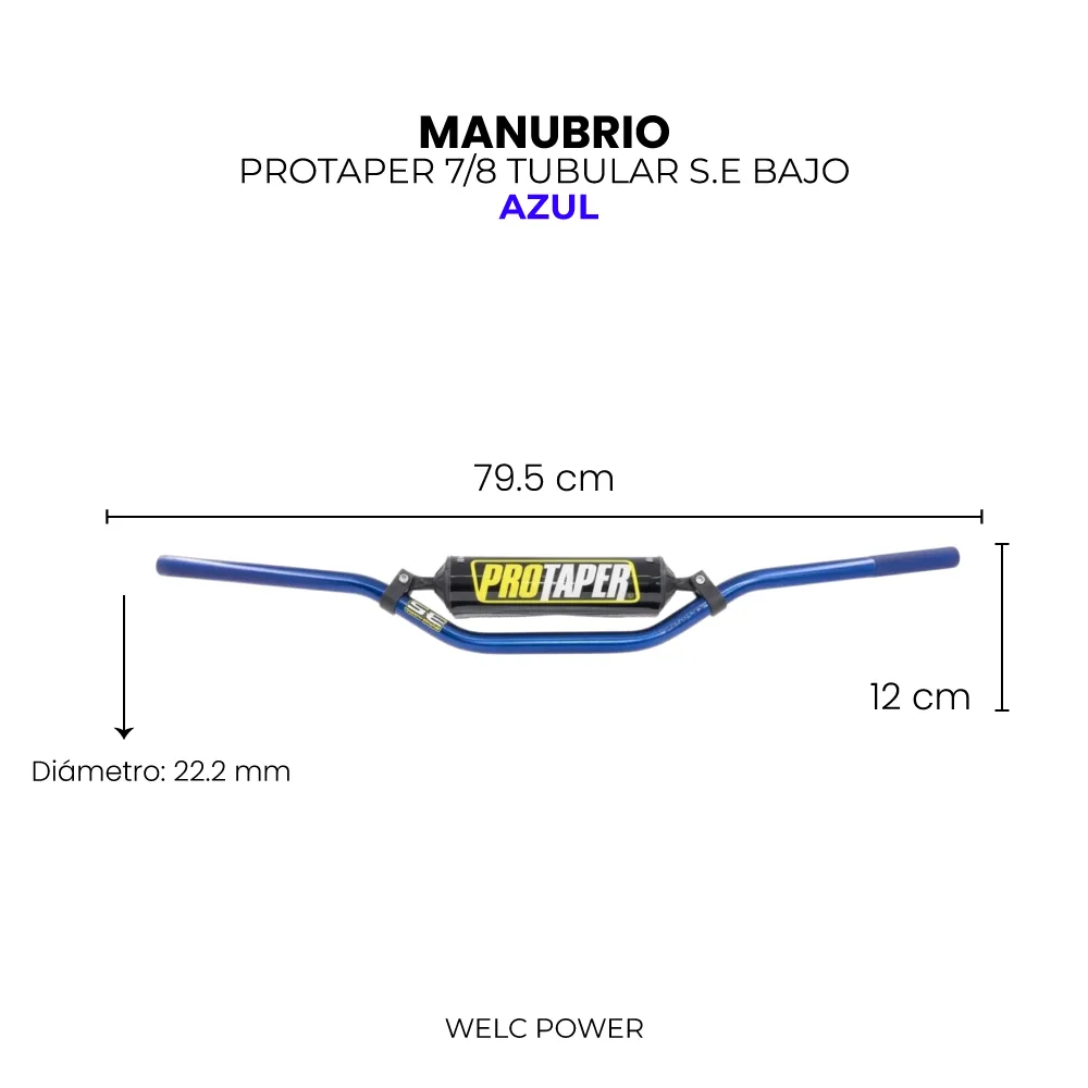 [575] MANUBRIO 7/8 TUBULAR BAJO AZUL PROTAPER