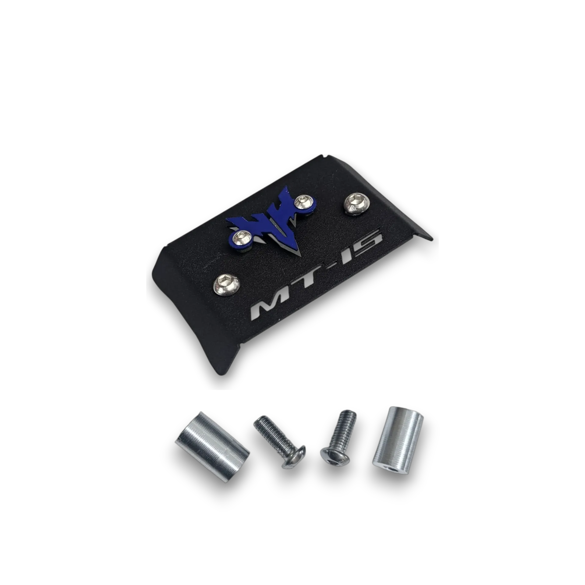 [PRANL006] PROTECTOR REGULADOR YAMAHA MT-15 (ACERO) (Negro Logo Azul Rey)