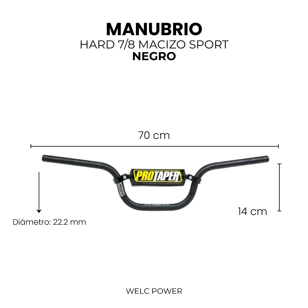 [1279] MANUBRIO HARD 7/8 MACIZO SPORT (Negro)