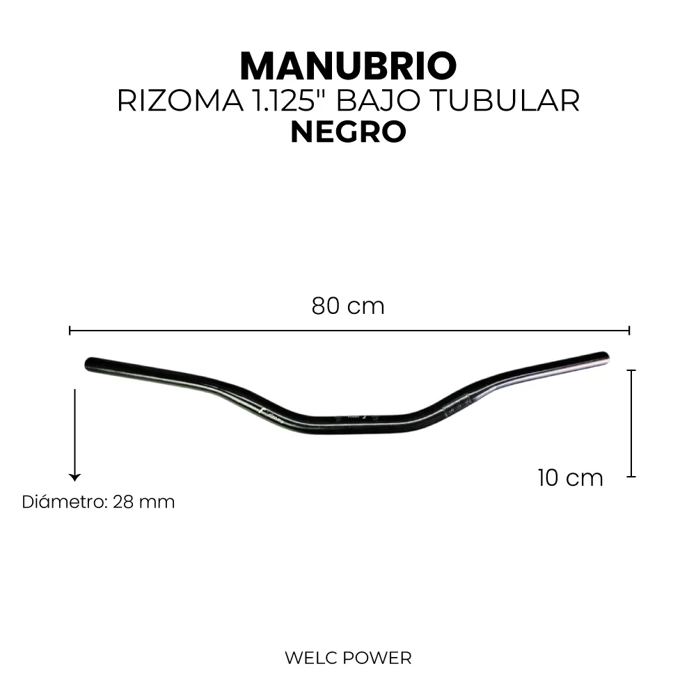[708] MANUBRIO RIZOMA MACIZO 1.125 NEGRO TUBULAR
