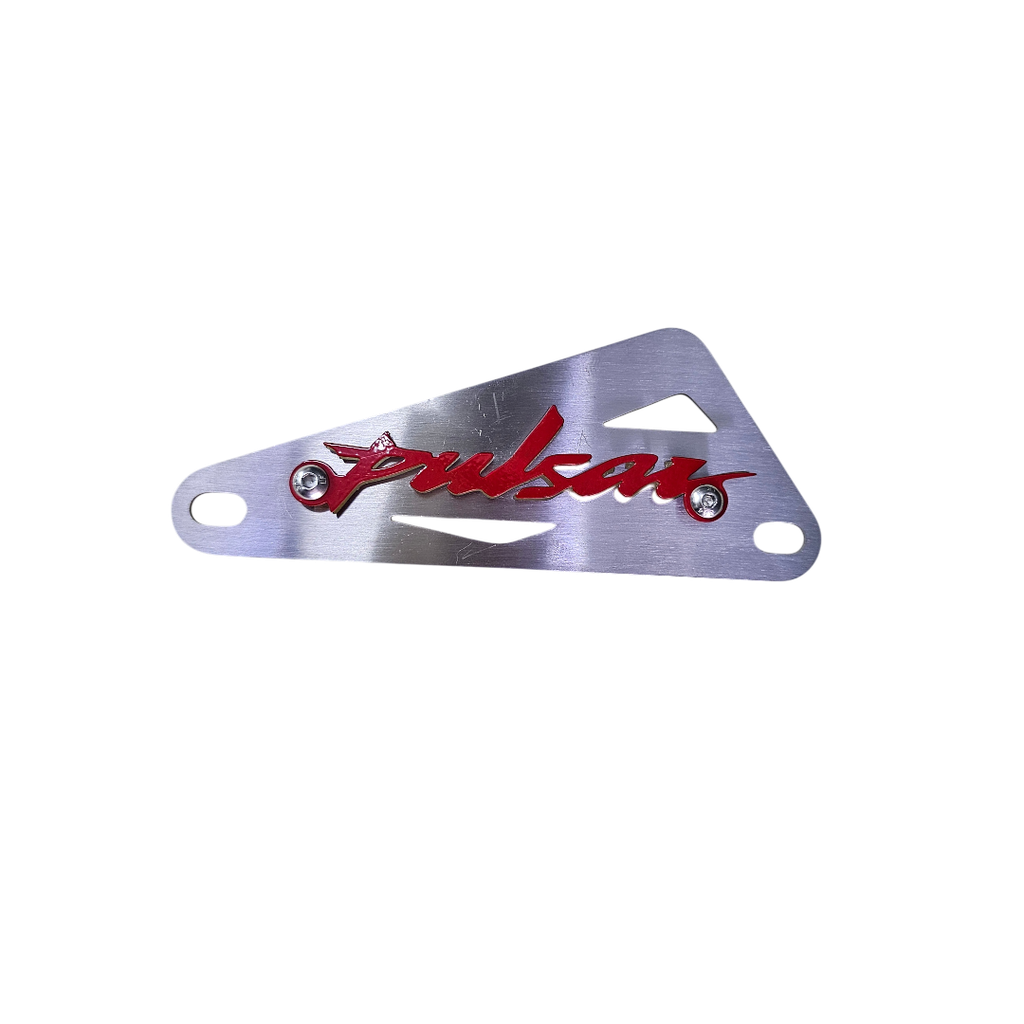 [2313] LUJO GUARDABARRO LATERAL BAJAJ PULSAR NS 200 (ACERO) (Plateado logo Rojo)