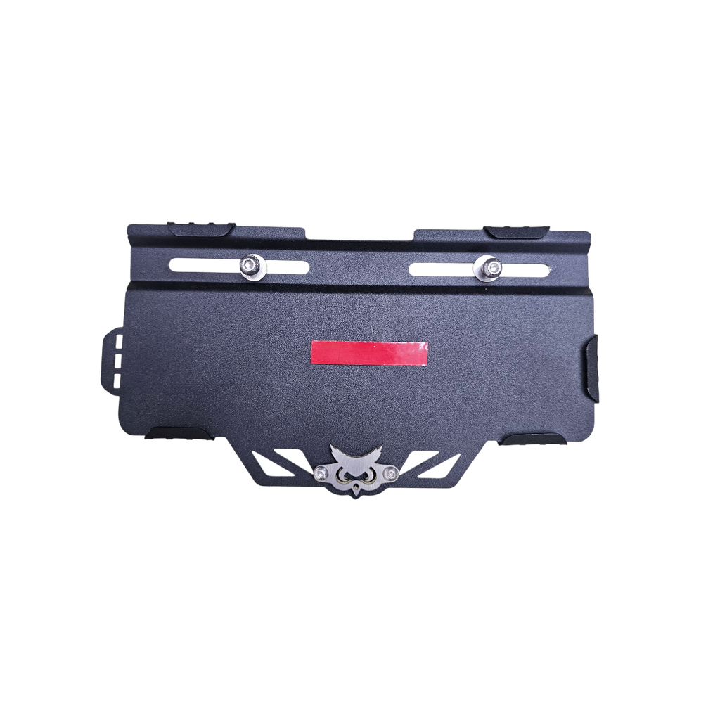 [738] PORTA PLACA SIN PERFORAR LOGO BÚHO (ACERO)