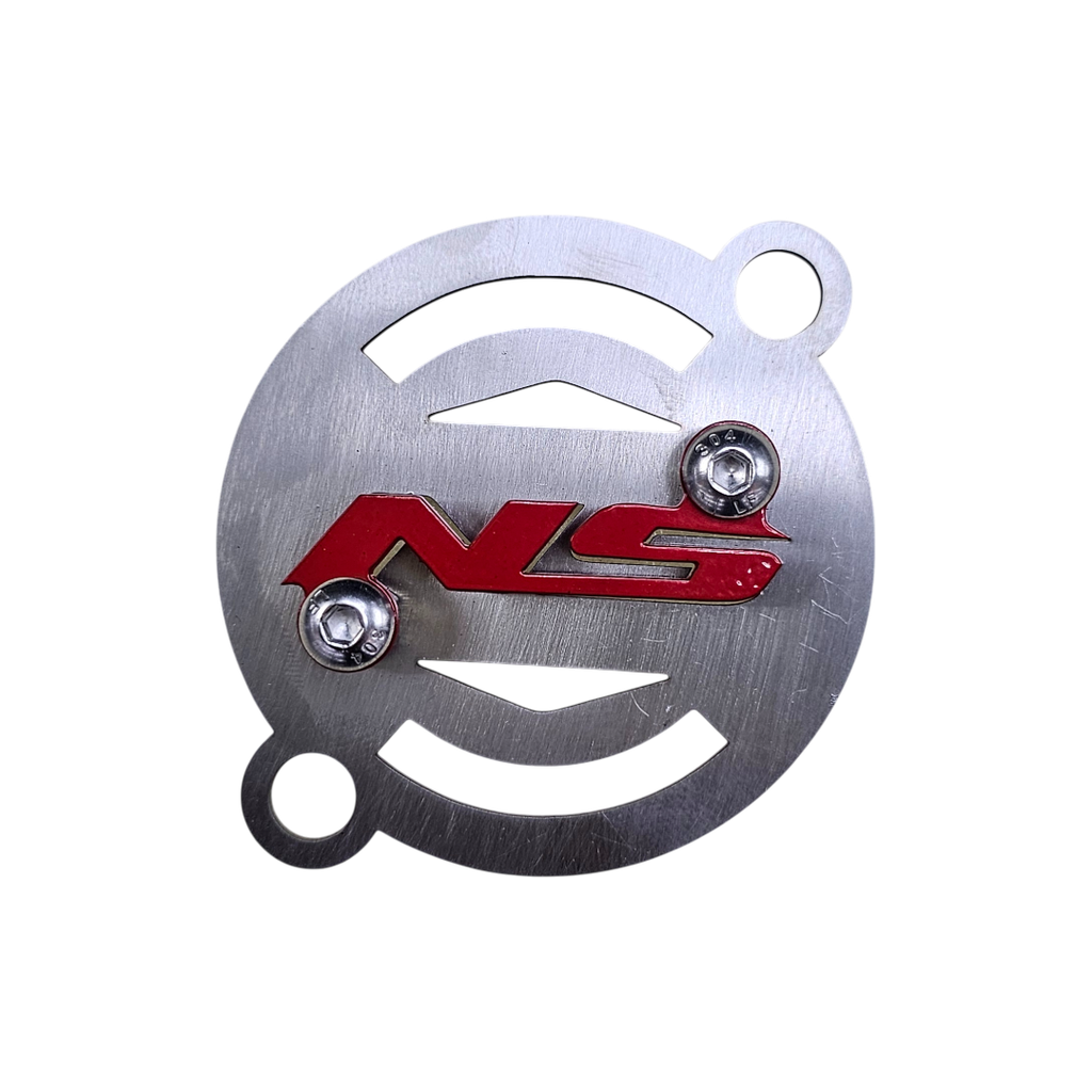 [2314] PROTECTOR FILTRO DE ACEITE BAJAJ PULSAR NS 200 (ACERO) (Plateado logo Rojo)