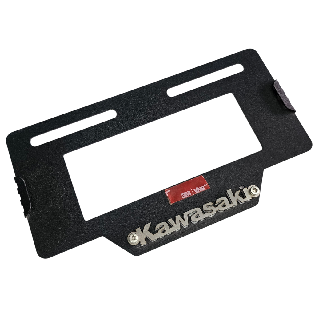 [1852] PORTA PLACA KAWASAKI (ACERO) (Negro)
