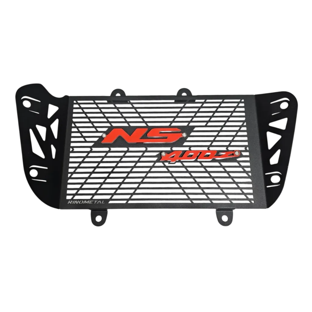 [PRANL002] PROTECTOR DE RADIADOR BAJAJ PULSAR NS400Z (ACERO) (Negro logo Rojo)