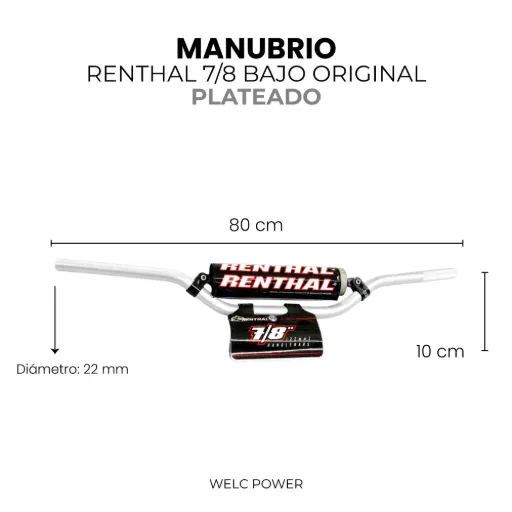 MANUBRIO RENTHAL 7/8 BAJO ORIGINAL PLATEADO