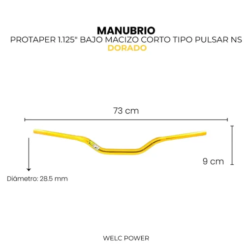 MANUBRIO PROTAPER 1.125" BAJO MACIZO CORTO TIPO PULSAR NS
