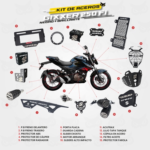 ARMADURA SUZUKI GIXXER 250 FI - KIT EN ACERO
