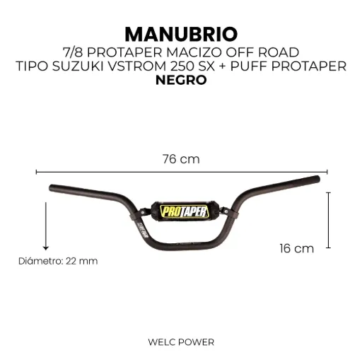 MANUBRIO 7/8 PROTAPER MACIZO OFF ROAD TIPO SUZUKI VSTROM 250 SX + PUFF PROTAPER
